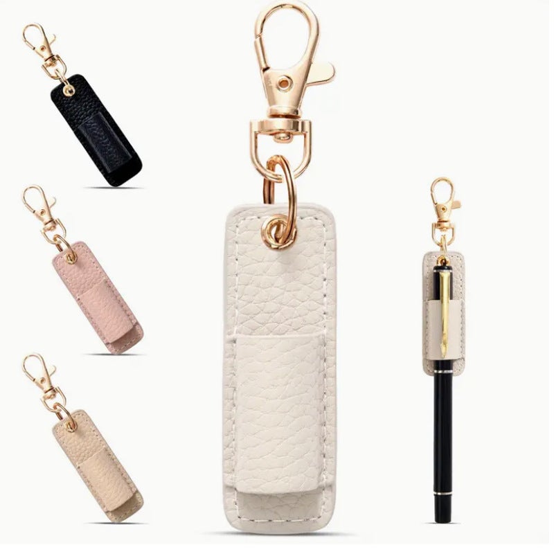 Pen Holder Keychain Pencil Case Portable Leather Pen Holder Pen Holder Key Daily Office Pencil Case Nurse Neck Pen Case - Image 2